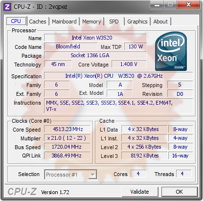 screenshot of CPU-Z validation for Dump [2vqpez] - Submitted by  Gofr  - 2015-08-21 16:28:34