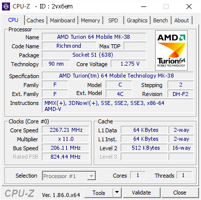 screenshot of CPU-Z validation for Dump [2vx6em] - Submitted by  Anonymous  - 2018-09-28 05:30:17