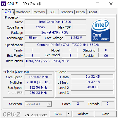 screenshot of CPU-Z validation for Dump [2w1xjt] - Submitted by  IdeaFix  - 2023-10-29 08:31:45