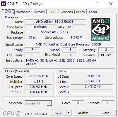 screenshot of CPU-Z validation for Dump [2whsge] - Submitted by  Anonymous  - 2022-02-10 12:00:07