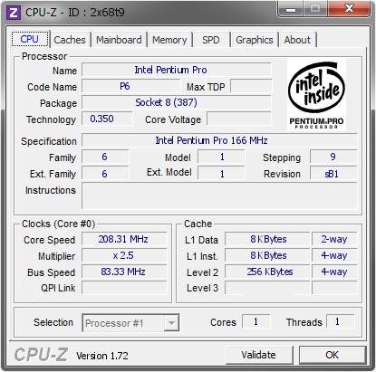 screenshot of CPU-Z validation for Dump [2x68t9] - Submitted by  kotori  - 2015-07-02 14:07:14