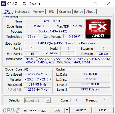 screenshot of CPU-Z validation for Dump [2xzvrn] - Submitted by  DESKTOP-AQG811J  - 2024-10-05 10:44:52