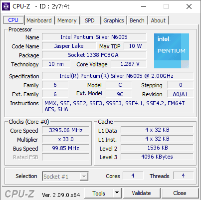 screenshot of CPU-Z validation for Dump [2y7r4t] - Submitted by  Anonymous  - 2024-08-05 20:47:09