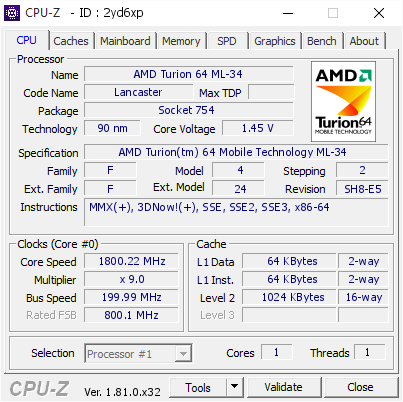 screenshot of CPU-Z validation for Dump [2yd6xp] - Submitted by  HPLANCE-PC  - 2017-12-10 06:35:42