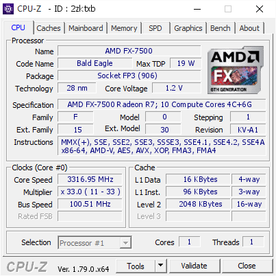 screenshot of CPU-Z validation for Dump [2zktxb] - Submitted by  MACHINE-EV6MLUS  - 2017-09-28 14:58:53