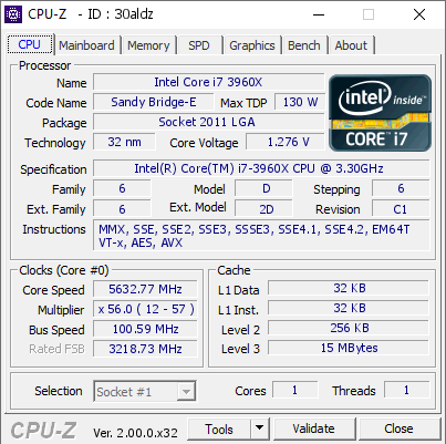 screenshot of CPU-Z validation for Dump [30aldz] - Submitted by  Luumi  - 2024-09-24 06:24:33