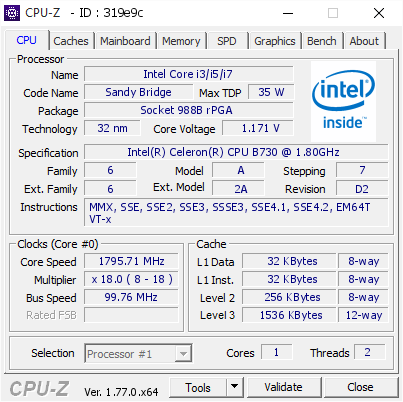 screenshot of CPU-Z validation for Dump [319e9c] - Submitted by  Anonymous  - 2016-10-14 17:43:53