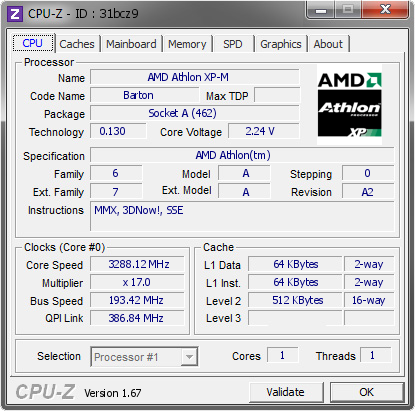 screenshot of CPU-Z validation for Dump [31bcz9] - Submitted by  ludek111  - 2013-11-08 18:11:32