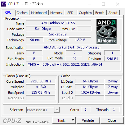 screenshot of CPU-Z validation for Dump [32derz] - Submitted by  sweet  - 2016-05-21 01:16:51
