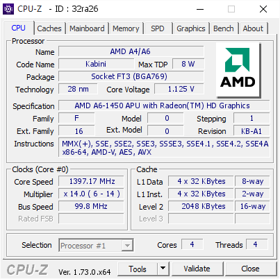 screenshot of CPU-Z validation for Dump [32ra26] - Submitted by  HENK  - 2015-10-22 22:27:08