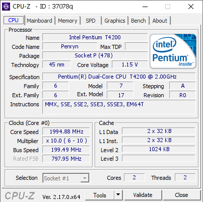 screenshot of CPU-Z validation for Dump [37078q] - Submitted by  COMPUTER-FIORE  - 2025-10-22 23:14:09