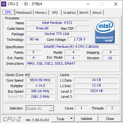 screenshot of CPU-Z validation for Dump [378ij4] - Submitted by  ogblaz  - 2023-06-23 21:15:41