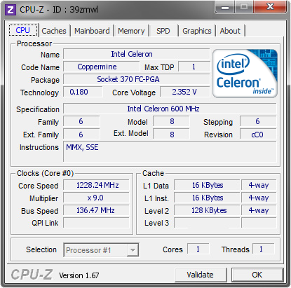 screenshot of CPU-Z validation for Dump [39zmwl] - Submitted by  GRIFF  - 2014-01-30 00:01:41