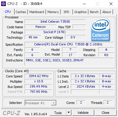 screenshot of CPU-Z validation for Dump [3b8db4] - Submitted by  Anonymous  - 2018-05-08 16:18:59