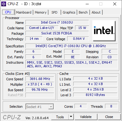 screenshot of CPU-Z validation for Dump [3cqtei] - Submitted by  Anonymous  - 2026-01-13 06:05:15