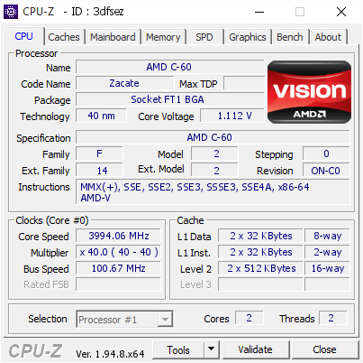 screenshot of CPU-Z validation for Dump [3dfsez] - Submitted by  Anonymous  - 2021-05-23 02:43:23