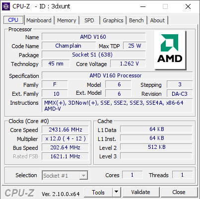 screenshot of CPU-Z validation for Dump [3dxunt] - Submitted by  Anonymous  - 2024-07-26 18:49:06