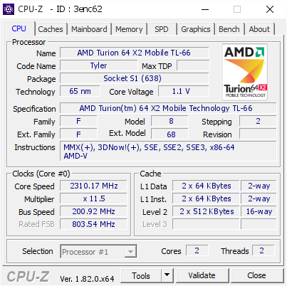 screenshot of CPU-Z validation for Dump [3enc62] - Submitted by  LOUIZA-PC  - 2018-01-05 18:34:09