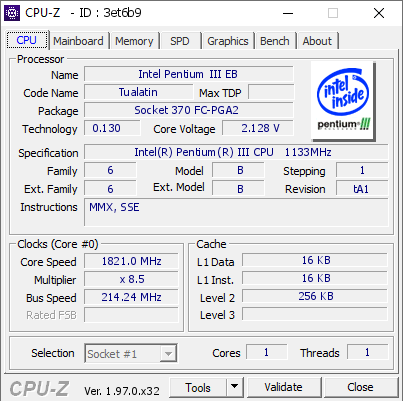 screenshot of CPU-Z validation for Dump [3et6b9] - Submitted by  old-retro-hw  - 2021-10-25 13:57:56