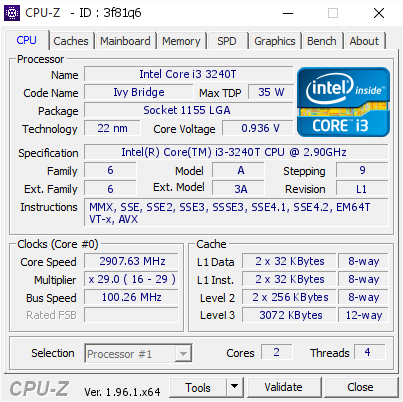 screenshot of CPU-Z validation for Dump [3f81q6] - Submitted by  Anonymous  - 2021-07-19 15:42:04