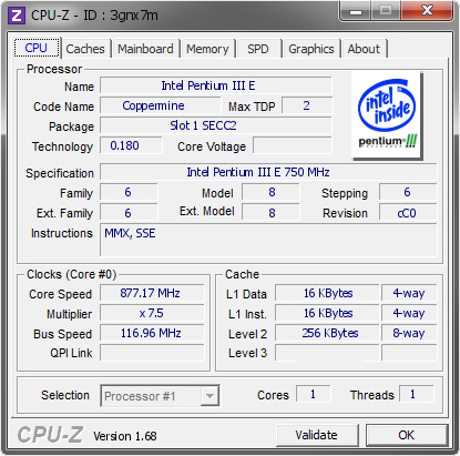 screenshot of CPU-Z validation for Dump [3gnx7m] - Submitted by  ludek111  - 2014-02-14 14:02:05