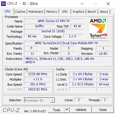 screenshot of CPU-Z validation for Dump [3jtrui] - Submitted by  DOMEN-PC  - 2019-10-28 15:32:24