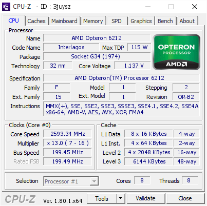 screenshot of CPU-Z validation for Dump [3juysz] - Submitted by  SERV-ORION  - 2017-09-04 14:27:47