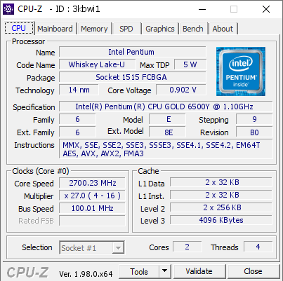 screenshot of CPU-Z validation for Dump [3kbwi1] - Submitted by  Anonymous  - 2021-12-23 20:45:25