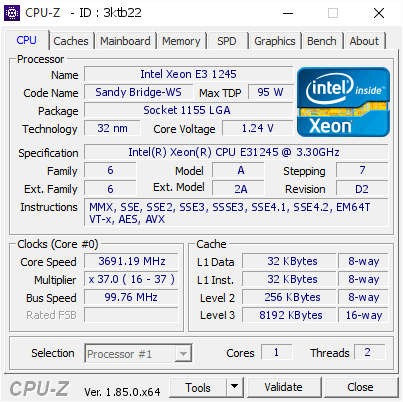 screenshot of CPU-Z validation for Dump [3ktb22] - Submitted by  Sargento_Duke  - 2018-08-29 00:56:04