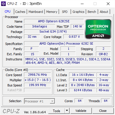 screenshot of CPU-Z validation for Dump [3pmt5n] - Submitted by  WIN-5H62P1NQ4Q6  - 2018-11-09 04:20:56