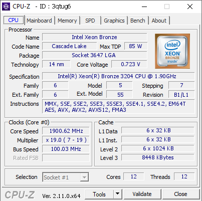 screenshot of CPU-Z validation for Dump [3qtug6] - Submitted by  Anonymous  - 2024-10-11 00:13:11