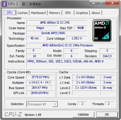 screenshot of CPU-Z validation for Dump [3r6kbw] - Submitted by  AdamMustafa  - 2014-07-13 18:07:58
