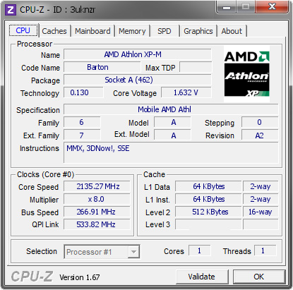 screenshot of CPU-Z validation for Dump [3uknzr] - Submitted by  Bong313  - 2013-12-17 00:12:51