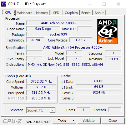 screenshot of CPU-Z validation for Dump [3uyvwm] - Submitted by  raiden  - 2023-06-08 15:56:56