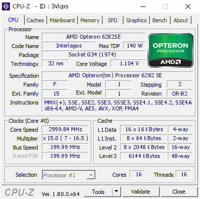 screenshot of CPU-Z validation for Dump [3vlqxs] - Submitted by  Anonymous  - 2017-08-06 10:26:34