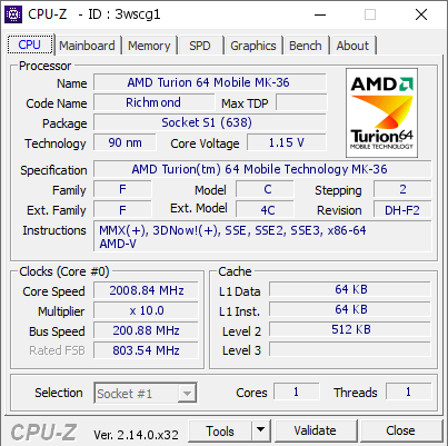 screenshot of CPU-Z validation for Dump [3wscg1] - Submitted by  DESKTOP-QM2PTF4  - 2025-03-16 20:57:37