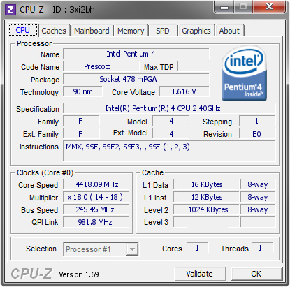 screenshot of CPU-Z validation for Dump [3xi2bh] - Submitted by  SPARKEY247  - 2014-03-31 07:03:01