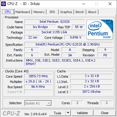 screenshot of CPU-Z validation for Dump [3xtuip] - Submitted by  DESKTOP-R2768J7  - 2024-05-02 10:42:08