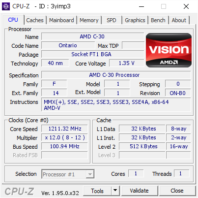 screenshot of CPU-Z validation for Dump [3yimp3] - Submitted by  WIN-7VTBVF4T0FJ  - 2021-01-28 10:06:51