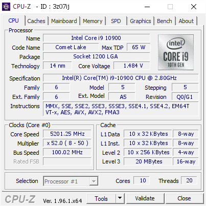 screenshot of CPU-Z validation for Dump [3z07ij] - Submitted by  DESKTOP-EM5TVV7  - 2021-08-23 09:17:45