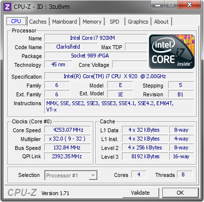 screenshot of CPU-Z validation for Dump [3zu8vm] - Submitted by  King of Interns  - 2015-01-19 16:01:27