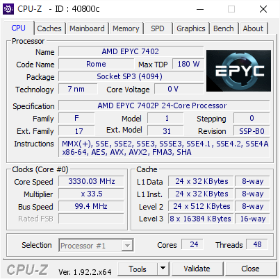 screenshot of CPU-Z validation for Dump [40800c] - Submitted by  Anonymous  - 2020-07-16 21:52:37