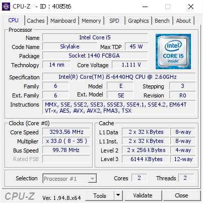 screenshot of CPU-Z validation for Dump [4085t6] - Submitted by  ZANDERS-PC  - 2021-01-23 09:56:11