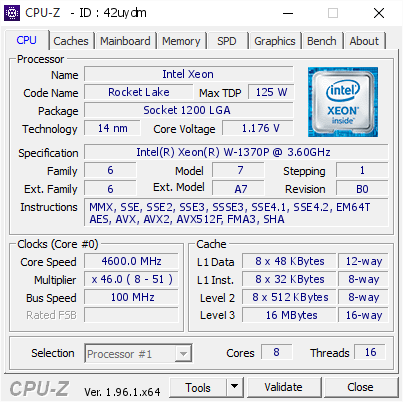 screenshot of CPU-Z validation for Dump [42uydm] - Submitted by  Anonymous  - 2021-06-17 22:19:15