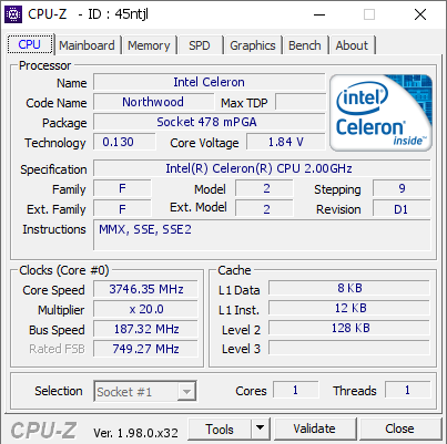 screenshot of CPU-Z validation for Dump [45ntjl] - Submitted by  obijuan83  - 2024-10-04 22:31:53