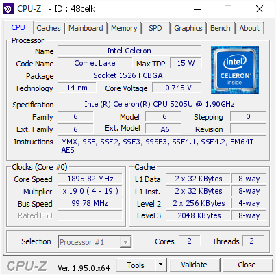 screenshot of CPU-Z validation for Dump [48celk] - Submitted by  Anonymous  - 2021-03-22 03:34:18