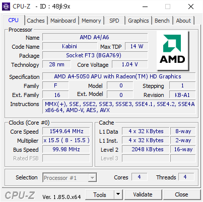 screenshot of CPU-Z validation for Dump [48jk9x] - Submitted by  Anonymous  - 2018-06-07 02:44:45