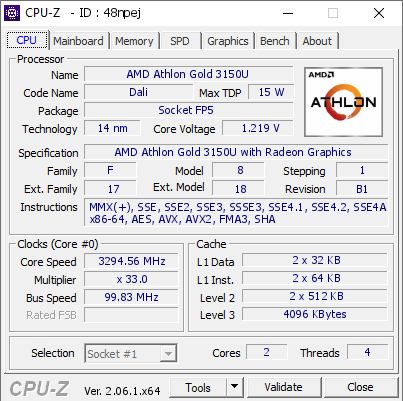screenshot of CPU-Z validation for Dump [48npej] - Submitted by  HP  - 2023-06-23 14:06:31