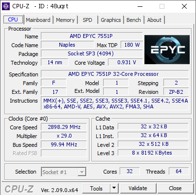 screenshot of CPU-Z validation for Dump [48uqrt] - Submitted by  DESKTOP-3LLPLE0  - 2024-03-31 15:36:59