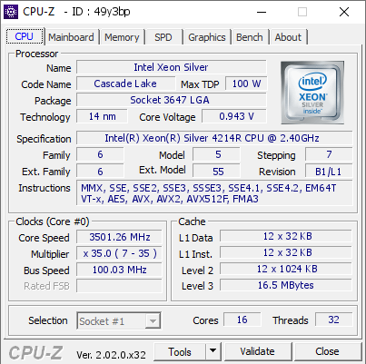 screenshot of CPU-Z validation for Dump [49y3bp] - Submitted by  Kitty  - 2023-02-17 17:41:53